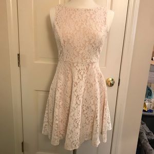 Blush Pink Nude Lace A-Line Dress